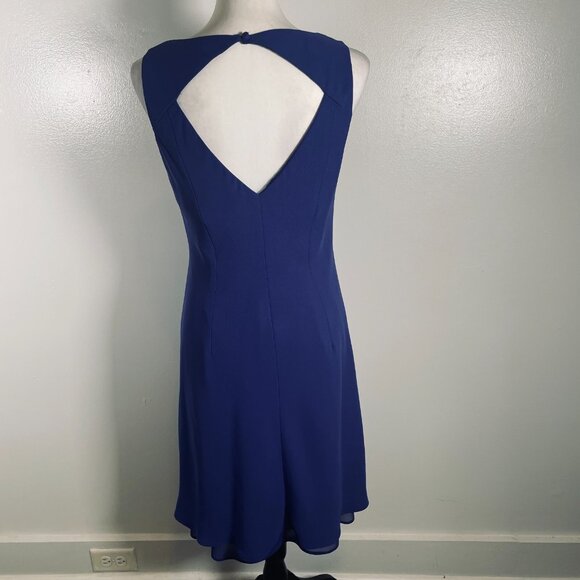Evan Picone Sheath Dress Womens 8 Navy Blue Sleeveless Back Keyhole Round Neck - Picture 9 of 15